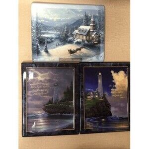 Thomas Kincade Tile Plate Winter Peace/Light Of Faith/Guiding light All Numbered